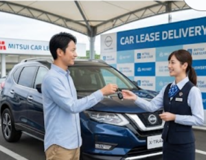 カーリースの納車時にキーを受け渡す様子